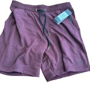 LEG3ND Mens Athletic Shorts Burgundy Heather Moisture Wicking Zipper Pocket M